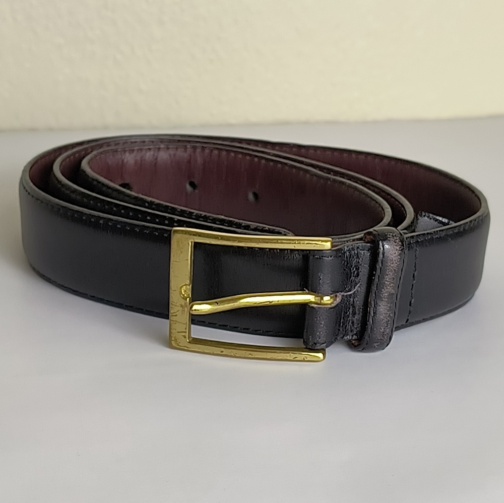 Brighton Anilina Black Leather Belt with Gold Buckle